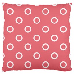 Coral Pink And White Circles Polka Dots Standard Flano Cushion Case (one Side) by SpinnyChairDesigns