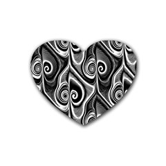 Abstract Black And White Swirls Spirals Heart Coaster (4 Pack)  by SpinnyChairDesigns