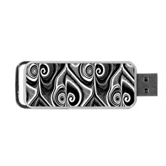 Abstract Black And White Swirls Spirals Portable Usb Flash (one Side) by SpinnyChairDesigns