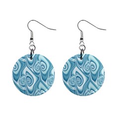 Abstract Blue White Spirals Swirls Mini Button Earrings by SpinnyChairDesigns