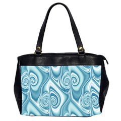 Abstract Blue White Spirals Swirls Oversize Office Handbag (2 Sides) by SpinnyChairDesigns