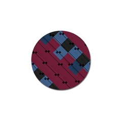 Burgundy Black Blue Abstract Check Pattern Golf Ball Marker (10 Pack) by SpinnyChairDesigns