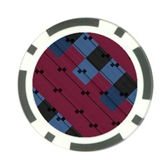 Burgundy Black Blue Abstract Check Pattern Poker Chip Card Guard (10 Pack) by SpinnyChairDesigns