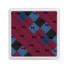 Burgundy Black Blue Abstract Check Pattern Memory Card Reader (square) by SpinnyChairDesigns