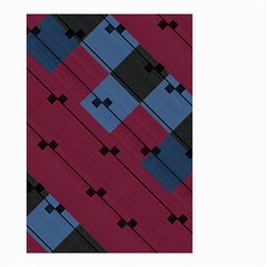 Burgundy Black Blue Abstract Check Pattern Small Garden Flag (two Sides) by SpinnyChairDesigns