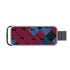 Burgundy Black Blue Abstract Check Pattern Portable Usb Flash (two Sides) by SpinnyChairDesigns
