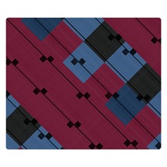 Burgundy Black Blue Abstract Check Pattern Double Sided Flano Blanket (small)  by SpinnyChairDesigns