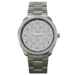 Grey Aliens Ufo Sport Metal Watch by SpinnyChairDesigns