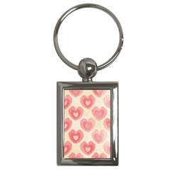 Pink Faded Hearts Key Chain (rectangle) by SpinnyChairDesigns