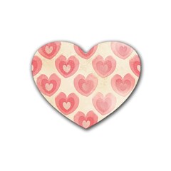 Pink Faded Hearts Rubber Coaster (heart)  by SpinnyChairDesigns