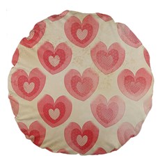 Pink Faded Hearts Large 18  Premium Round Cushions by SpinnyChairDesigns