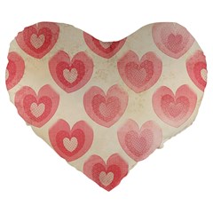 Pink Faded Hearts Large 19  Premium Heart Shape Cushions by SpinnyChairDesigns