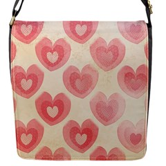 Pink Faded Hearts Flap Closure Messenger Bag (s) by SpinnyChairDesigns