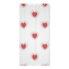 Red Polka Dot Hearts On White Shower Curtain 36  X 72  (stall)  by SpinnyChairDesigns