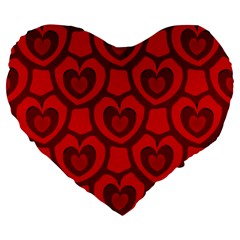 Dark Red Heart Pattern Large 19  Premium Heart Shape Cushions by SpinnyChairDesigns