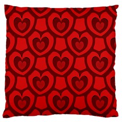 Dark Red Heart Pattern Large Flano Cushion Case (two Sides) by SpinnyChairDesigns