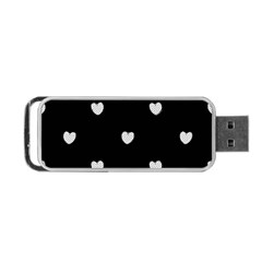 Black And White Polka Dot Hearts Portable Usb Flash (one Side) by SpinnyChairDesigns