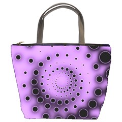 Abstract Black Purple Polka Dot Swirl Bucket Bag by SpinnyChairDesigns