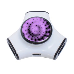 Abstract Black Purple Polka Dot Swirl 3-port Usb Hub by SpinnyChairDesigns