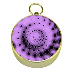 Abstract Black Purple Polka Dot Swirl Gold Compasses by SpinnyChairDesigns