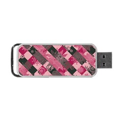 Abstract Pink Grey Stripes Portable Usb Flash (one Side) by SpinnyChairDesigns