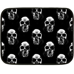 Black And White Skulls Double Sided Fleece Blanket (mini)  by SpinnyChairDesigns