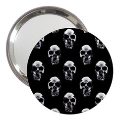 Black And White Skulls 3  Handbag Mirrors by SpinnyChairDesigns