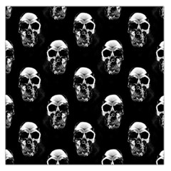 Black And White Skulls Large Satin Scarf (square) by SpinnyChairDesigns