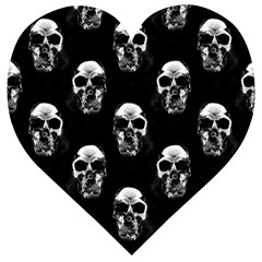 Black And White Skulls Wooden Puzzle Heart by SpinnyChairDesigns