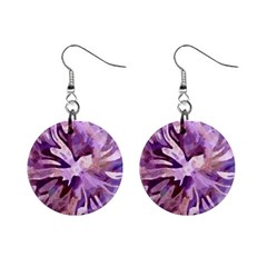Plum Purple Abstract Floral Pattern Mini Button Earrings by SpinnyChairDesigns