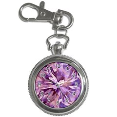 Plum Purple Abstract Floral Pattern Key Chain Watches by SpinnyChairDesigns