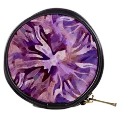 Plum Purple Abstract Floral Pattern Mini Makeup Bag by SpinnyChairDesigns