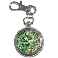 Green Brown Abstract Floral Pattern Key Chain Watches by SpinnyChairDesigns