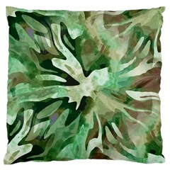 Green Brown Abstract Floral Pattern Large Cushion Case (one Side) by SpinnyChairDesigns