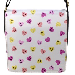 Cute Colorful Smiling Hearts Pattern Flap Closure Messenger Bag (s) by SpinnyChairDesigns