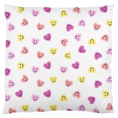 Cute Colorful Smiling Hearts Pattern Large Flano Cushion Case (one Side) by SpinnyChairDesigns