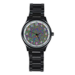 Abstract Rainbow Marble Camouflage Stainless Steel Round Watch by SpinnyChairDesigns