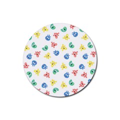 Cute Cartoon Germs Viruses Microbes Rubber Coaster (round)  by SpinnyChairDesigns