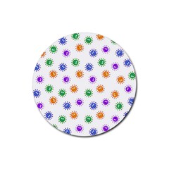 Cartoon Corona Virus Covid 19 Rubber Coaster (round)  by SpinnyChairDesigns