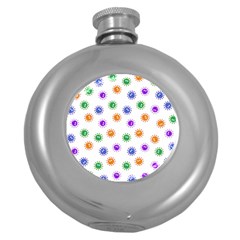 Cartoon Corona Virus Covid 19 Round Hip Flask (5 Oz) by SpinnyChairDesigns