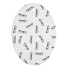 Geek Glasses With Eyes Oval Ornament (two Sides) by SpinnyChairDesigns