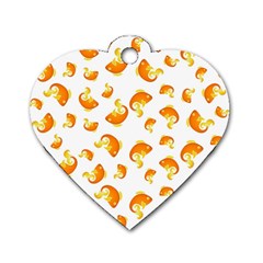 Orange Goldfish Pattern Dog Tag Heart (two Sides) by SpinnyChairDesigns