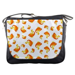 Orange Goldfish Pattern Messenger Bag by SpinnyChairDesigns