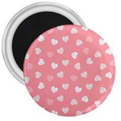 Cute Pink and White Hearts 3  Magnets