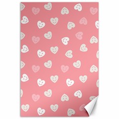 Cute Pink and White Hearts Canvas 12  x 18 