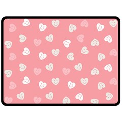 Cute Pink And White Hearts Fleece Blanket (large)  by SpinnyChairDesigns