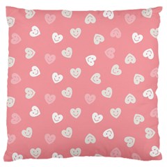 Cute Pink and White Hearts Large Flano Cushion Case (One Side)