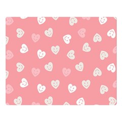 Cute Pink and White Hearts Double Sided Flano Blanket (Large) 