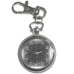 Black And White Abstract Grunge Stripes Key Chain Watches by SpinnyChairDesigns