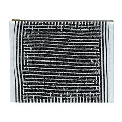 Black And White Abstract Grunge Stripes Cosmetic Bag (xl)